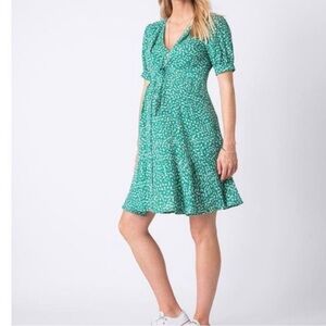 SERAPHINE Green/White Floral Maternity/Nursing shirt dress size 10